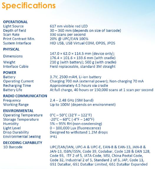 Nexa NL-1950 Specifications